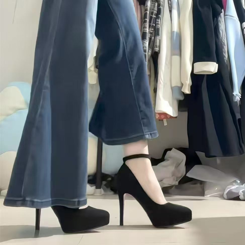 Visoke štikle s oštrim vrhom, Korejski stil verzija, gornji PU dio i PU ulošak, tanak pet, gumasta đona (Oštr vrh; PU gornji dio; visok pet >8 cm; Korejski stil)