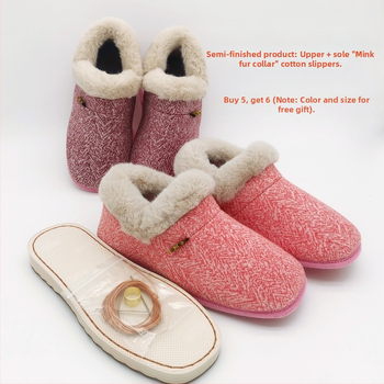 Materiálová sada na papuče z bavlny, podrážka z gumy, hrubšie prevedenie, udržiava teplo, unisex, zimné nosenie