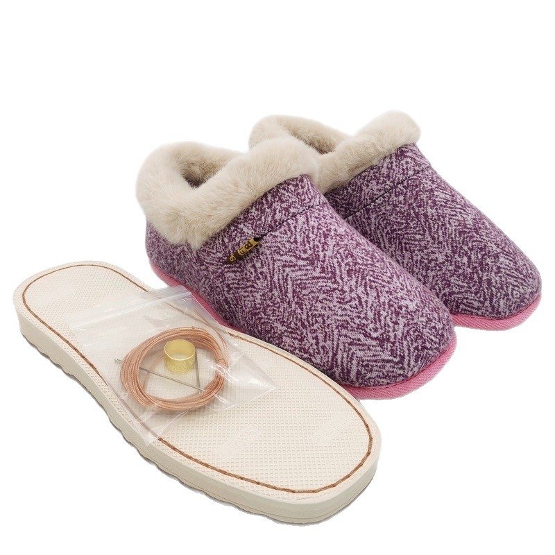 Set materijala za platnene papuče, gumeni đon, debeli sloj, održava toplinu, unisex, zimska obuća