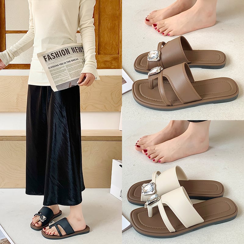 Ženske rhinestone slip-on romanske sandale – zatvoren prst, PVC gornji dio i potplat, ravna peta 3–5 cm, proljeće 2025