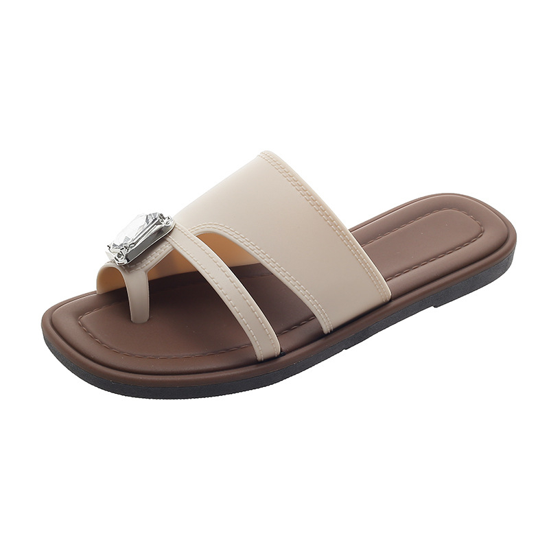 Ženske rhinestone slip-on romanske sandale – zatvoren prst, PVC gornji dio i potplat, ravna peta 3–5 cm, proljeće 2025
