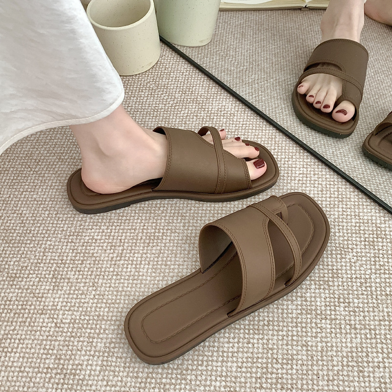 Ženske rhinestone slip-on romanske sandale – zatvoren prst, PVC gornji dio i potplat, ravna peta 3–5 cm, proljeće 2025
