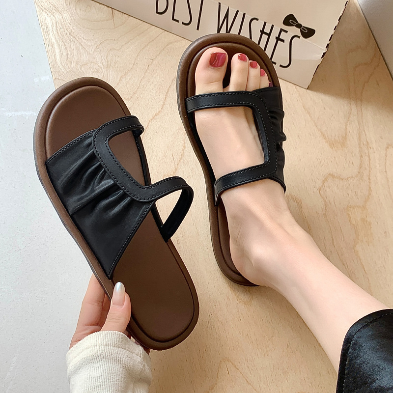 Ženske rhinestone slip-on romanske sandale – zatvoren prst, PVC gornji dio i potplat, ravna peta 3–5 cm, proljeće 2025