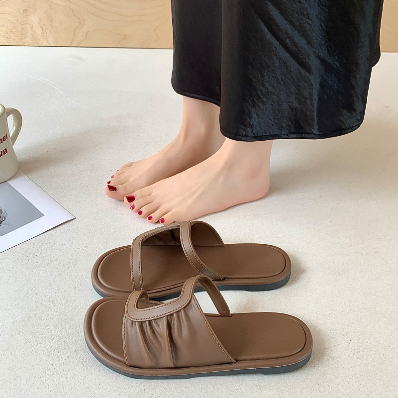 Ženske rhinestone slip-on romanske sandale – zatvoren prst, PVC gornji dio i potplat, ravna peta 3–5 cm, proljeće 2025