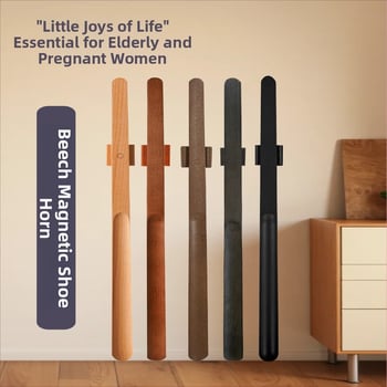 Unelte magnetice pentru încălțăminte cu mâner lung — tijă din lemn masiv, potrivit pentru femei însărcinate și persoane în vârstă