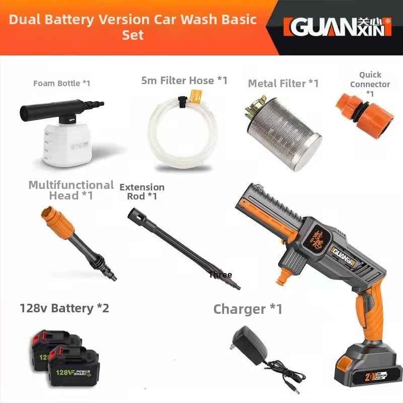 Jiaolong – unealtă de spălat auto fără fir, baterie litiu, presiune 2.4 MPa, debit 2.5 L/min, putere ≤300W, furtun ieșire 5 m