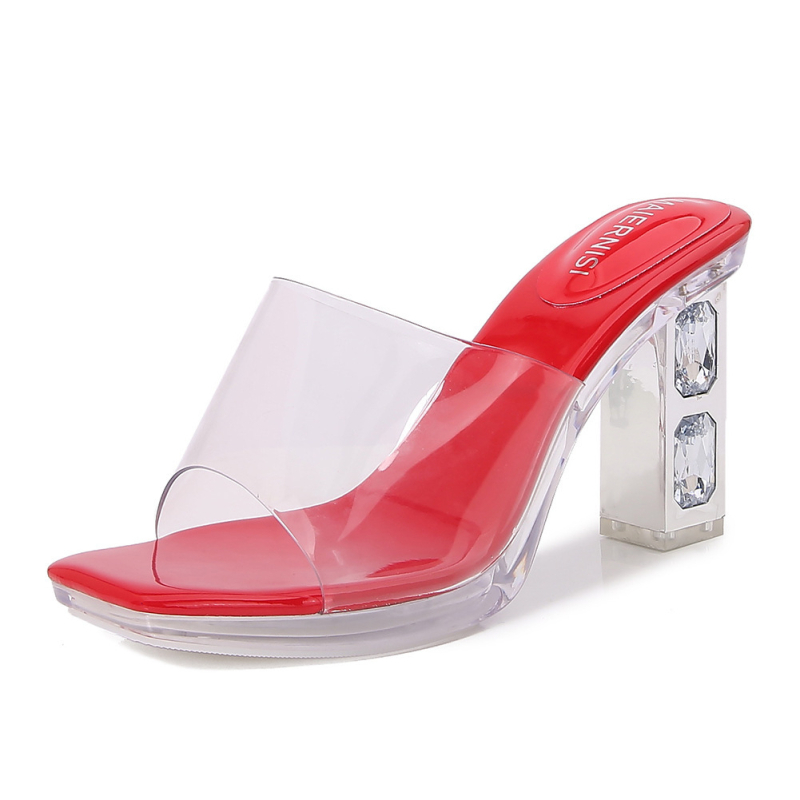 Melnise sandale s ustima ribe - gornji dio PVC, đon PVC, unutrašnjost od umjetne kože, prst u obliku ribe, izuzetno visoke tanke štikle (>8 cm)