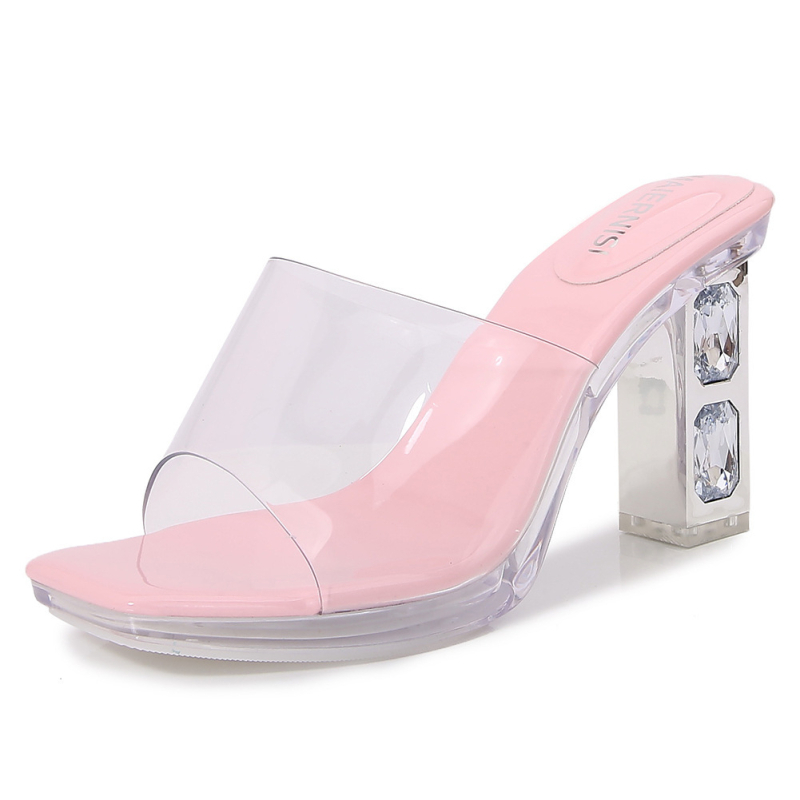 Melnise sandale s ustima ribe - gornji dio PVC, đon PVC, unutrašnjost od umjetne kože, prst u obliku ribe, izuzetno visoke tanke štikle (>8 cm)