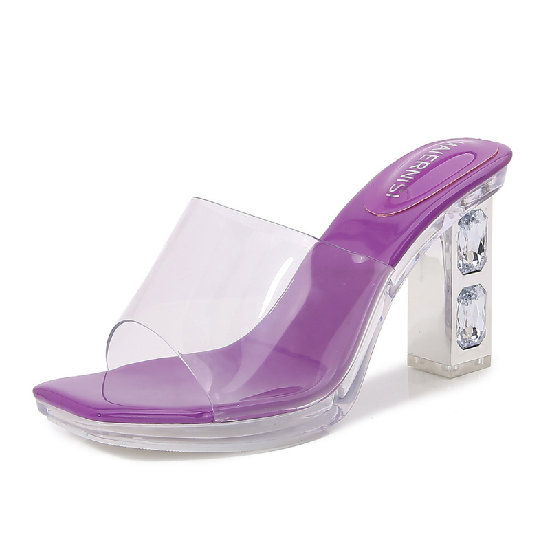Melnise sandale s ustima ribe - gornji dio PVC, đon PVC, unutrašnjost od umjetne kože, prst u obliku ribe, izuzetno visoke tanke štikle (>8 cm)