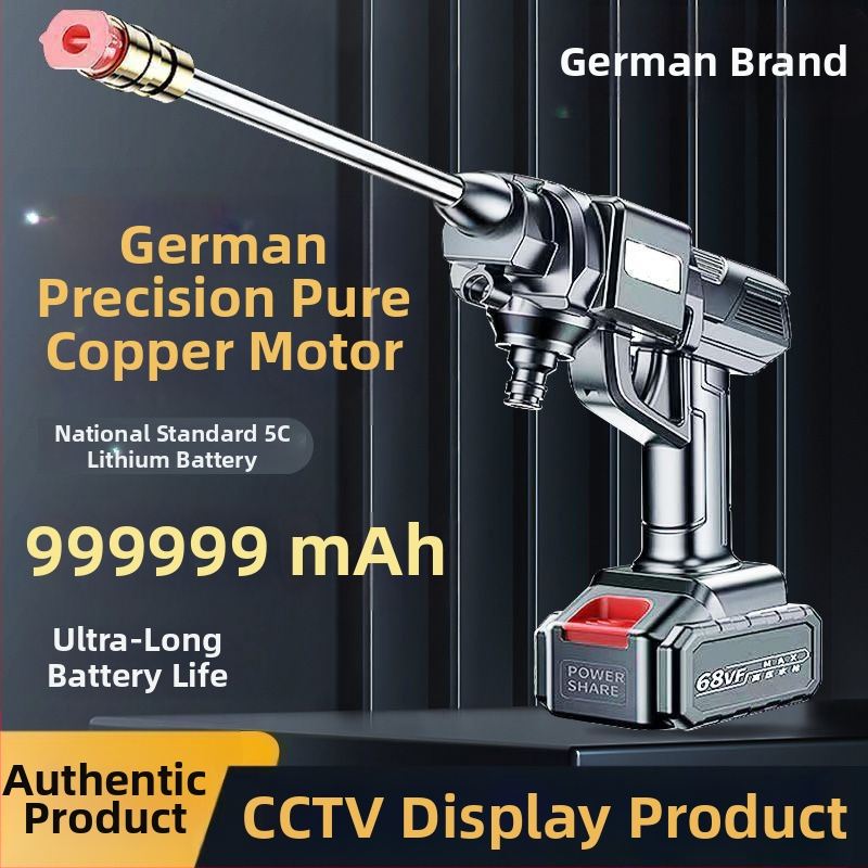 Bezdrôtový výkonný vysokotlakový čistič áut s indukčným motorom, konštrukcia z čistého meďa, batériové napájanie Li-ion, prenosný, dĺžka hadice 10–20 m, prietok 4–8 L/min