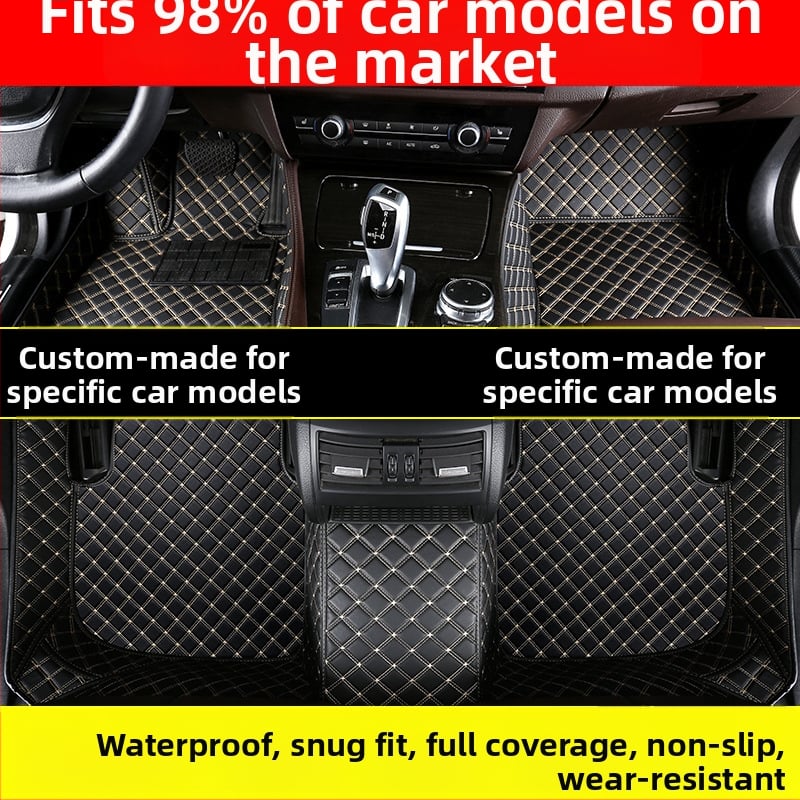 Автомобилни подложки за пода с диамантен модел, двуслоен шёлков кант, пълен обхват, PVC не-плъзгащ се, персонализируеми