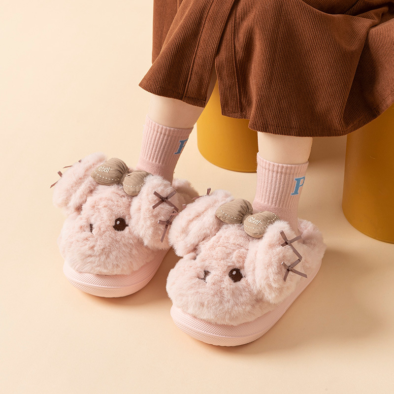 Dječje pamučne papuče s Cartoon uzorkom, gornji dio od coral fleecea, EVA potplat, jesen-zima 2025
