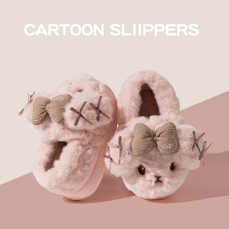 Dječje pamučne papuče s Cartoon uzorkom, gornji dio od coral fleecea, EVA potplat, jesen-zima 2025