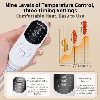 Sprijin pentru genunchi încălzit electric, control inteligent al temperaturii, 220V, 50W, 30-50°C, 9 trepte