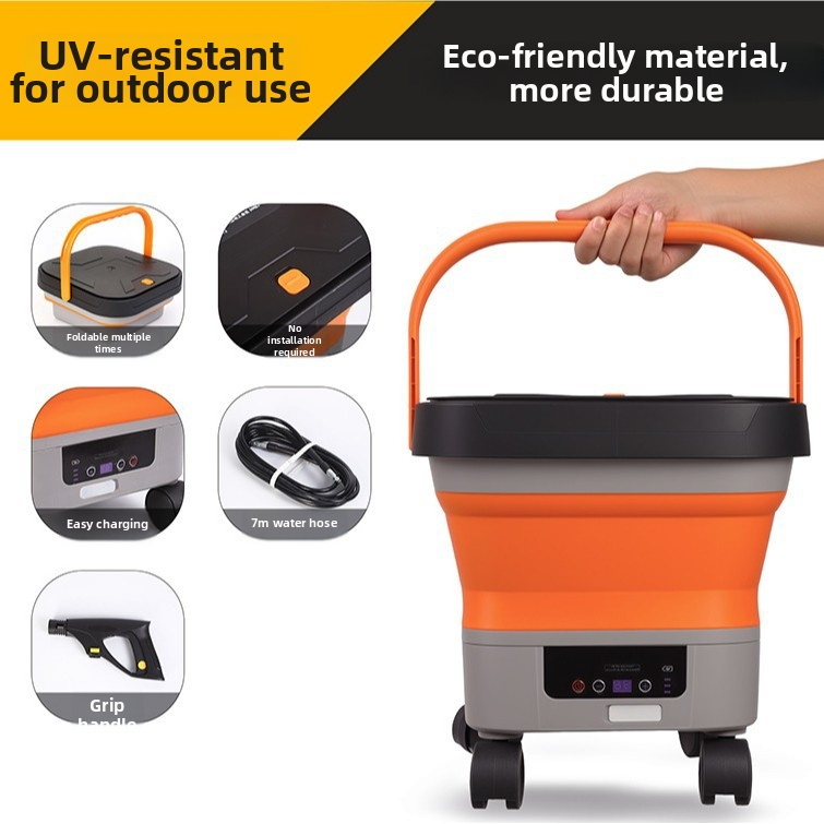 Cordiman bezdrôtové vysokotlaké zariadenie na čistenie áut, skladací a prenosný, max. tlak 30 bar, prietok 4 L/min, 24 V Li-ion batéria, hmotnosť 2,4 kg