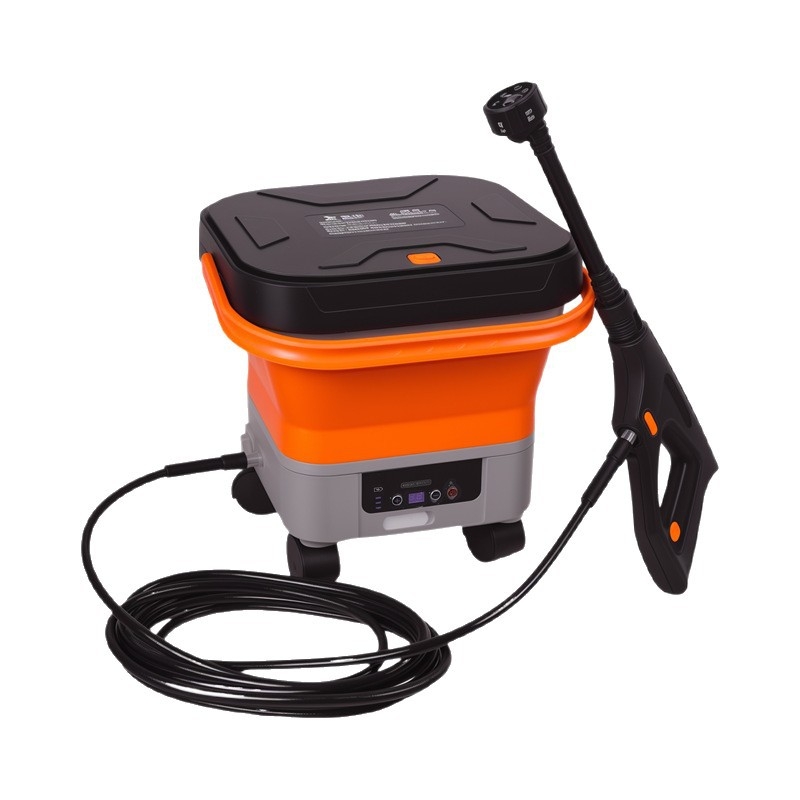 Cordiman dispozitiv portabil de spălare cu presiune pentru mașini, pliabil și ușor de transport, presiune maximă 30 bar, debit 4 L/min, baterie Li-ion 24V, greutate 2,4 kg