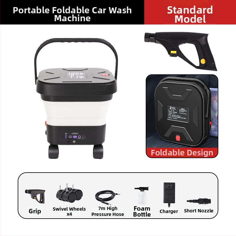 Cordiman bezdrôtové vysokotlaké zariadenie na čistenie áut, skladací a prenosný, max. tlak 30 bar, prietok 4 L/min, 24 V Li-ion batéria, hmotnosť 2,4 kg