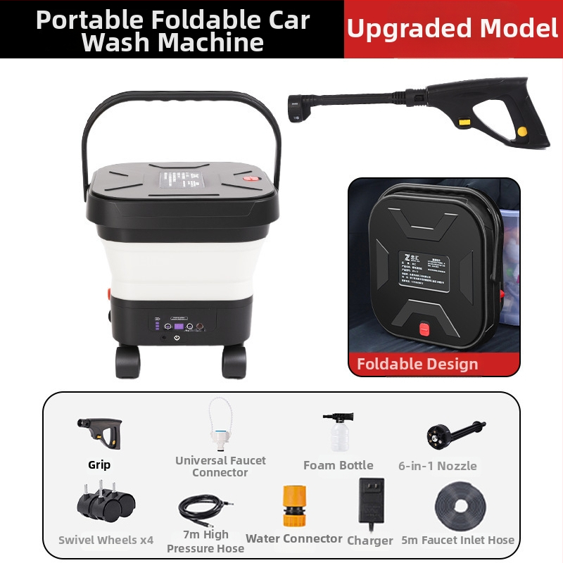 Cordiman bezdrôtové vysokotlaké zariadenie na čistenie áut, skladací a prenosný, max. tlak 30 bar, prietok 4 L/min, 24 V Li-ion batéria, hmotnosť 2,4 kg