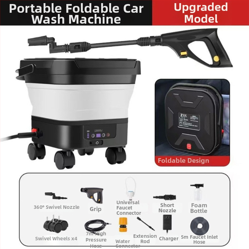 Cordiman bezdrôtové vysokotlaké zariadenie na čistenie áut, skladací a prenosný, max. tlak 30 bar, prietok 4 L/min, 24 V Li-ion batéria, hmotnosť 2,4 kg