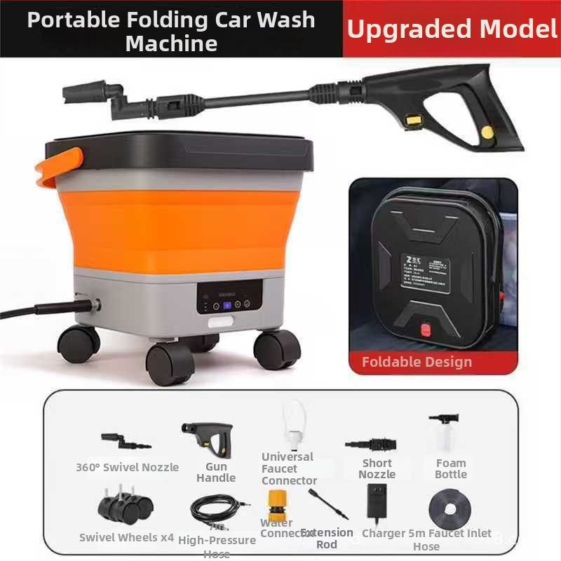 Cordiman bezdrôtové vysokotlaké zariadenie na čistenie áut, skladací a prenosný, max. tlak 30 bar, prietok 4 L/min, 24 V Li-ion batéria, hmotnosť 2,4 kg