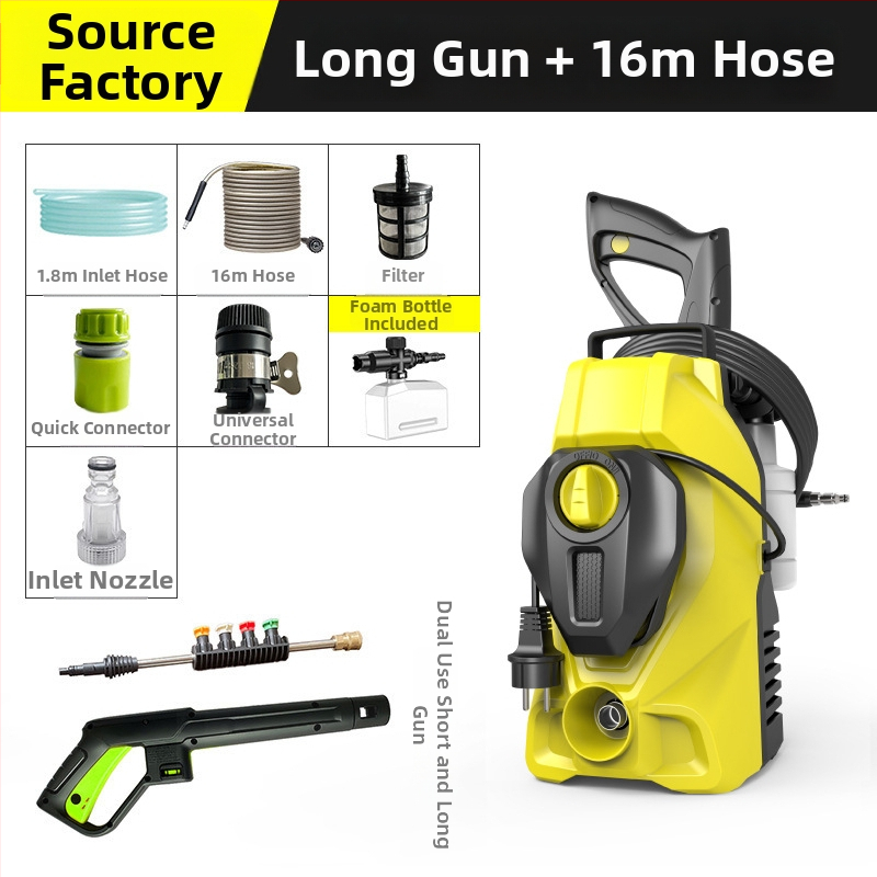 Mașină de spălat cu presiune înaltă pentru automobile, verticală, pentru uz casnic, aparat portabil cu corp din aliaj, 1400 W, 220 V, 150 Bar