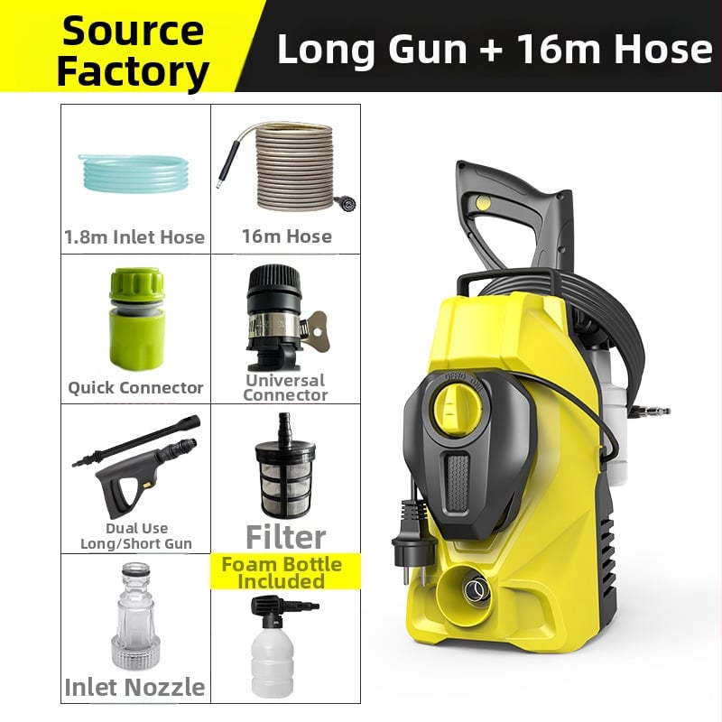 Mașină de spălat cu presiune înaltă pentru automobile, verticală, pentru uz casnic, aparat portabil cu corp din aliaj, 1400 W, 220 V, 150 Bar