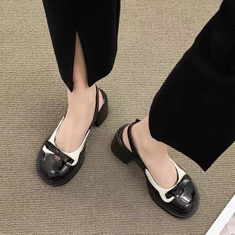 Ženske retro loaferice s leptirovom kopčom, masivan petom, okrugla nosnica, PU gornji dio, protuklizna gumena potplat