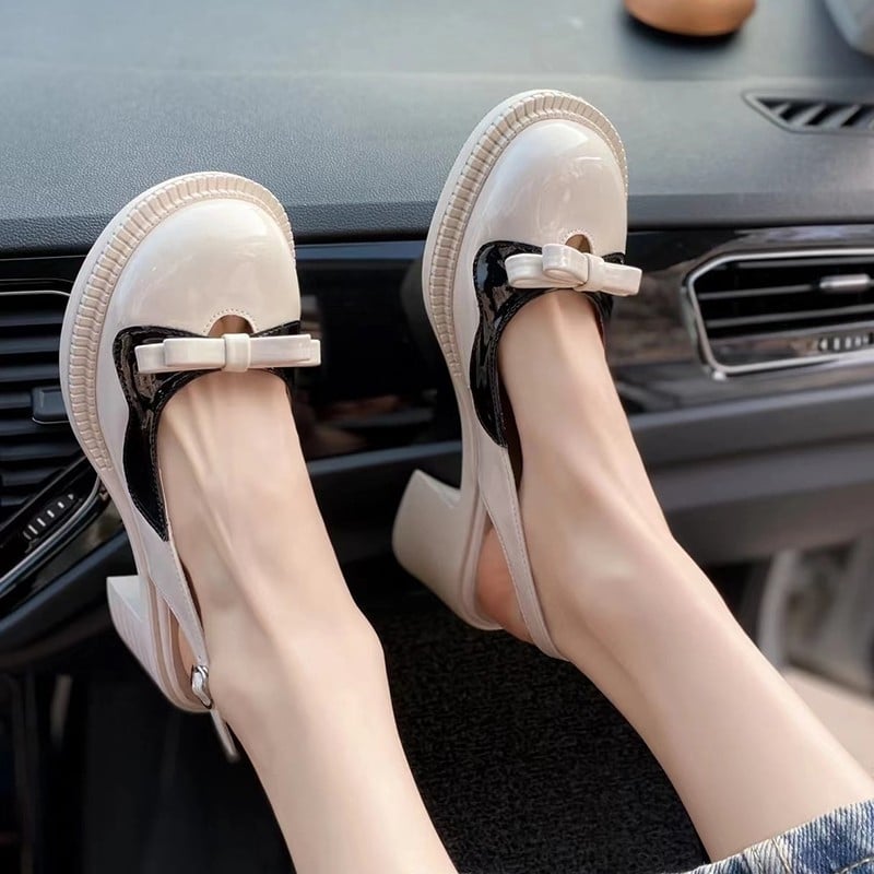 Ženske retro loaferice s leptirovom kopčom, masivan petom, okrugla nosnica, PU gornji dio, protuklizna gumena potplat