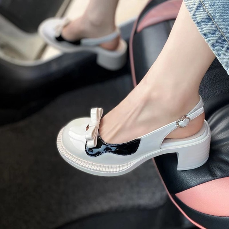Ženske retro loaferice s leptirovom kopčom, masivan petom, okrugla nosnica, PU gornji dio, protuklizna gumena potplat