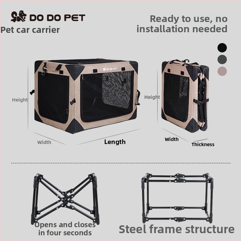 Autós kutya kennelje - összecsukható, légáteresztő Oxford szövet, összeszerelés nélkül