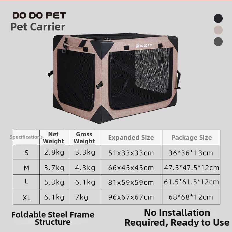 Autós kutya kennelje - összecsukható, légáteresztő Oxford szövet, összeszerelés nélkül
