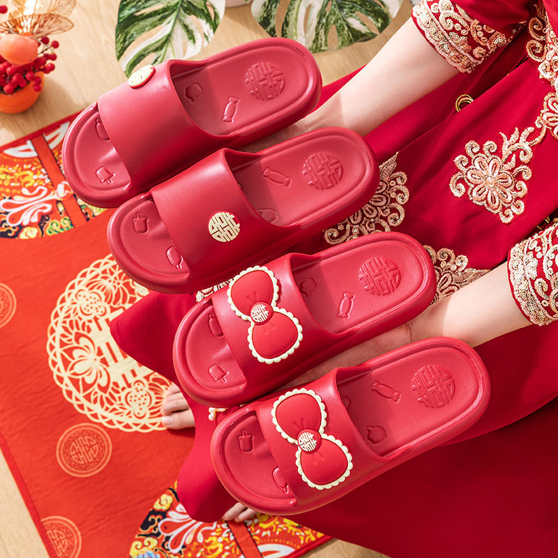 Unisex svadbene papuče s debelim EVA potplatom, protuklizne, gornji dio od tkanine, injekcijski oblikovana potplata, ljeto 2024