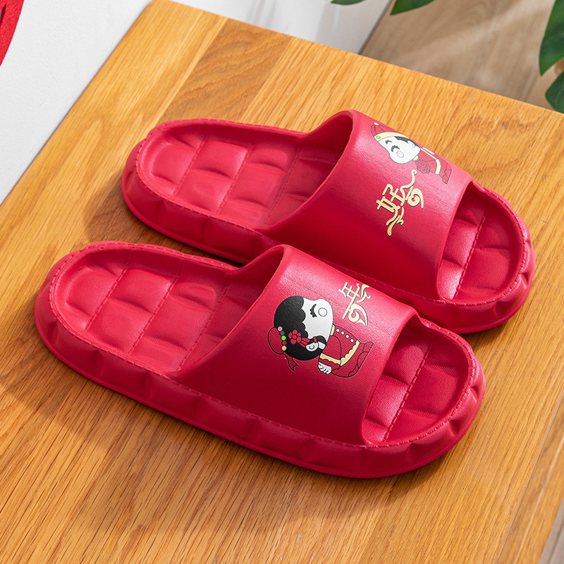 Unisex svadbene papuče s debelim EVA potplatom, protuklizne, gornji dio od tkanine, injekcijski oblikovana potplata, ljeto 2024