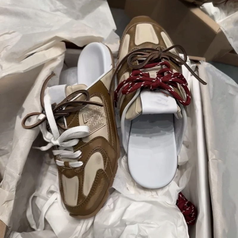 Miaojia 530 obojeno blokirane slip-on papuče, vintage izgreban stil, svakodnevne tenisice s vezicama i zatvorenim prstima
