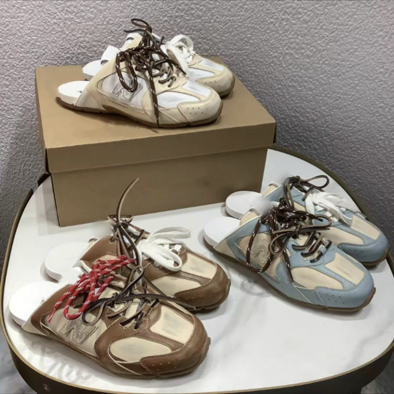 Miaojia 530 obojeno blokirane slip-on papuče, vintage izgreban stil, svakodnevne tenisice s vezicama i zatvorenim prstima