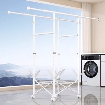Подова мобилна сушилня за дрехи, сгъваема, с една пръчка, въглеродна стомана, модел DL11, модерен минимализъм