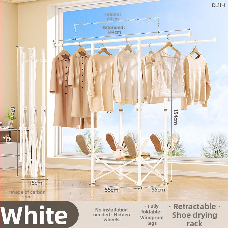 Podlahový stojan na sušenie oblečenia, mobilný, s jednou tyčou, model DL11, moderný minimalistický štýl