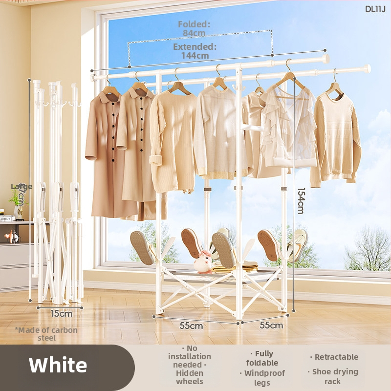 Podlahový stojan na sušenie oblečenia, mobilný, s jednou tyčou, model DL11, moderný minimalistický štýl