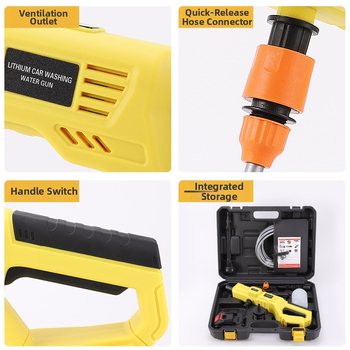 Prenosná bezdrôtová vysokotlaková pištoľ na umývanie áut s lítiovou batériou, 21V, 285W, prietok 4,1 kg, hmotnosť 1,1 kg