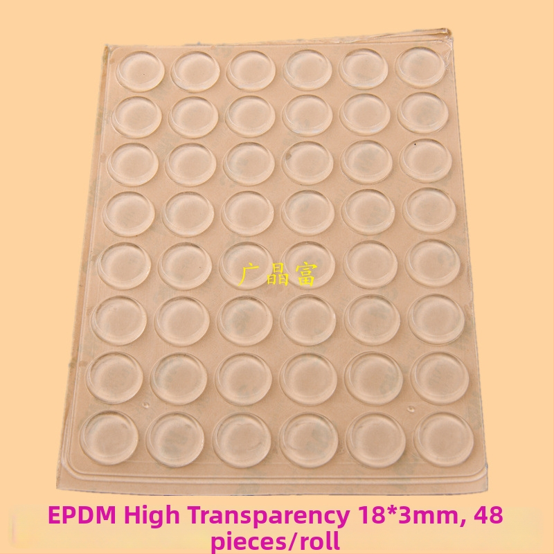 EPDM vysokopriehľadné lepiace tlmiace podložky na skrinky a dvere — zníženie hluku, tlmenie nárazov, protiskĺzová tesniaca podložka; vhodné pre elektroniku, nábytok, čajové súpravy, remeslá; pôvod: Čínska pevnina