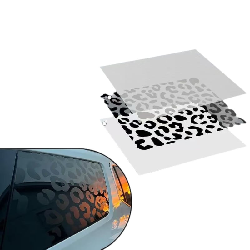 Crna naljepnica za bočno staklo automobila s leopardim uzorkom i motivom krave