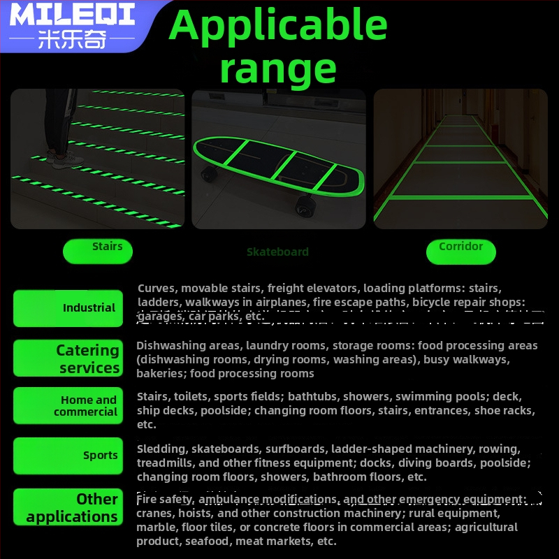Foszforeszkáló matt felületű csúszásmentes lépcsőszalag, PVC alap, gumibasú ragasztó