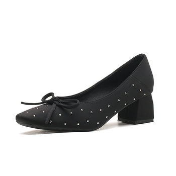 Pantofi femei platformă, fără șireturi — vârf pătrat, toc mediu (3–6 cm), partea superioară Super Fiber, talpă din cauciuc