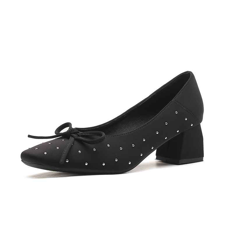 Pantofi femei platformă, fără șireturi — vârf pătrat, toc mediu (3–6 cm), partea superioară Super Fiber, talpă din cauciuc