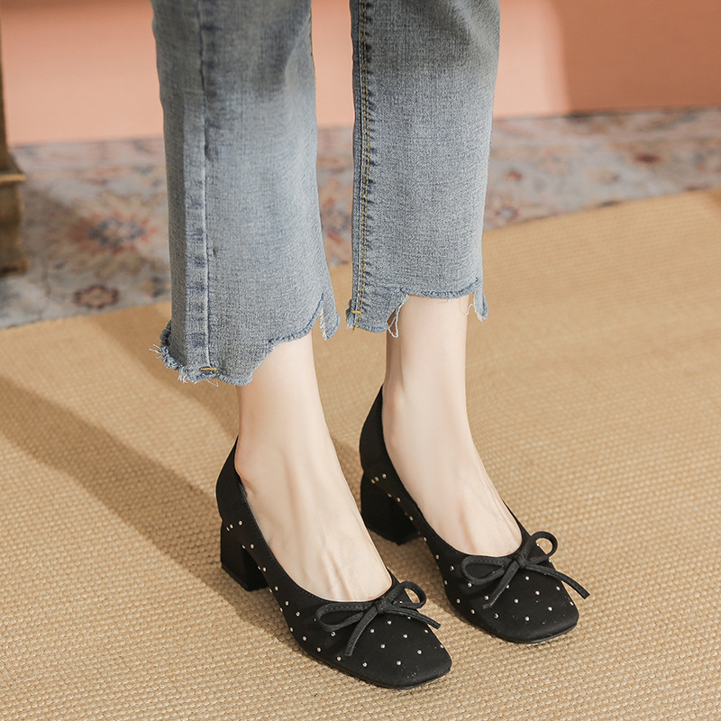 Pantofi femei platformă, fără șireturi — vârf pătrat, toc mediu (3–6 cm), partea superioară Super Fiber, talpă din cauciuc