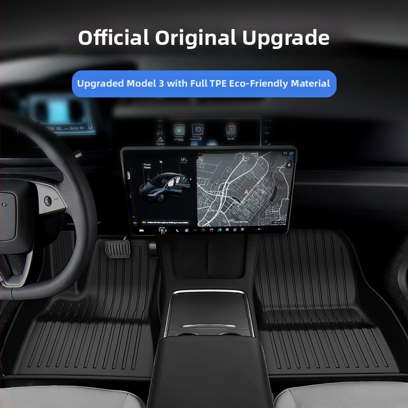 Tesla Model Y podne prostirke, svevremenske i ekološke od TPE, s tiskanim logom, petosjedna verzija, Ieesspd branda, prilagodljive.