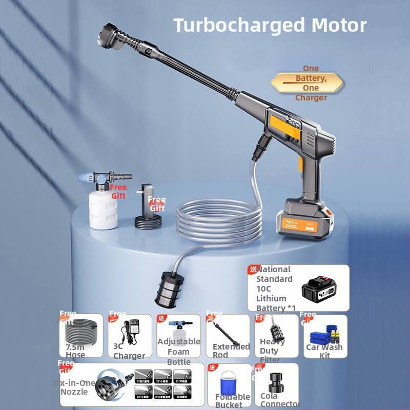 Bezdrôtové zariadenie na umývanie áut s vysokotlakým vodným lúčom – prenášateľné pre domáce a automobilové použitie, LB-902, 150W, 220V, tlak 2,5–25 MPa, hmotnosť 2,25 kg