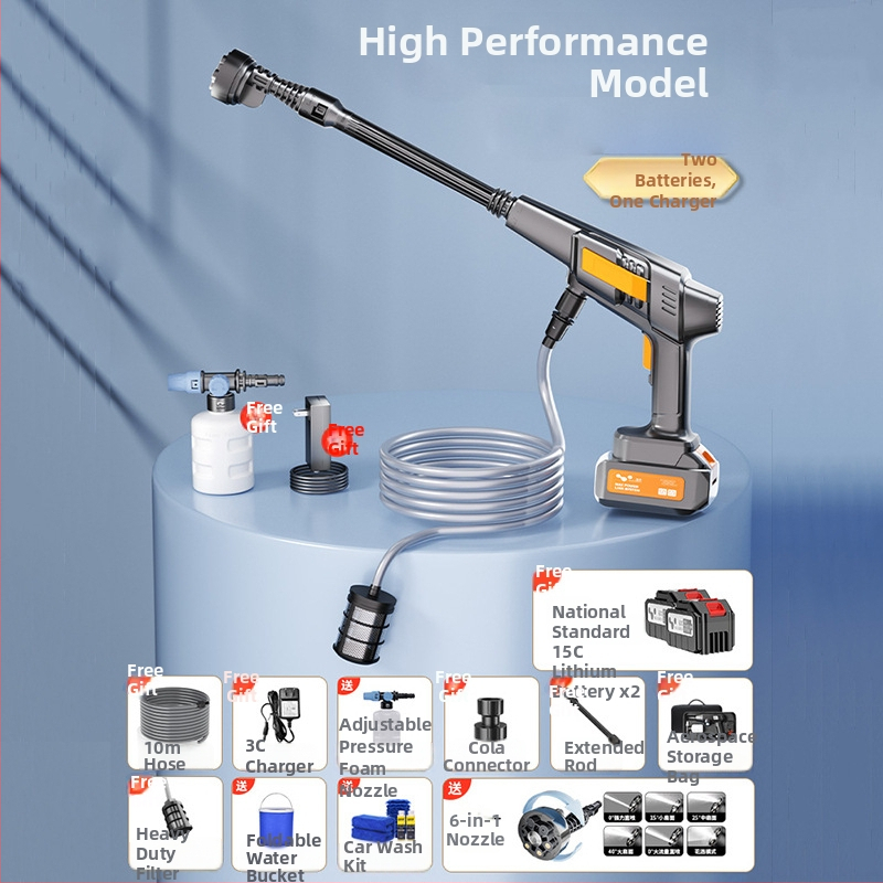 Bezdrôtové zariadenie na umývanie áut s vysokotlakým vodným lúčom – prenášateľné pre domáce a automobilové použitie, LB-902, 150W, 220V, tlak 2,5–25 MPa, hmotnosť 2,25 kg