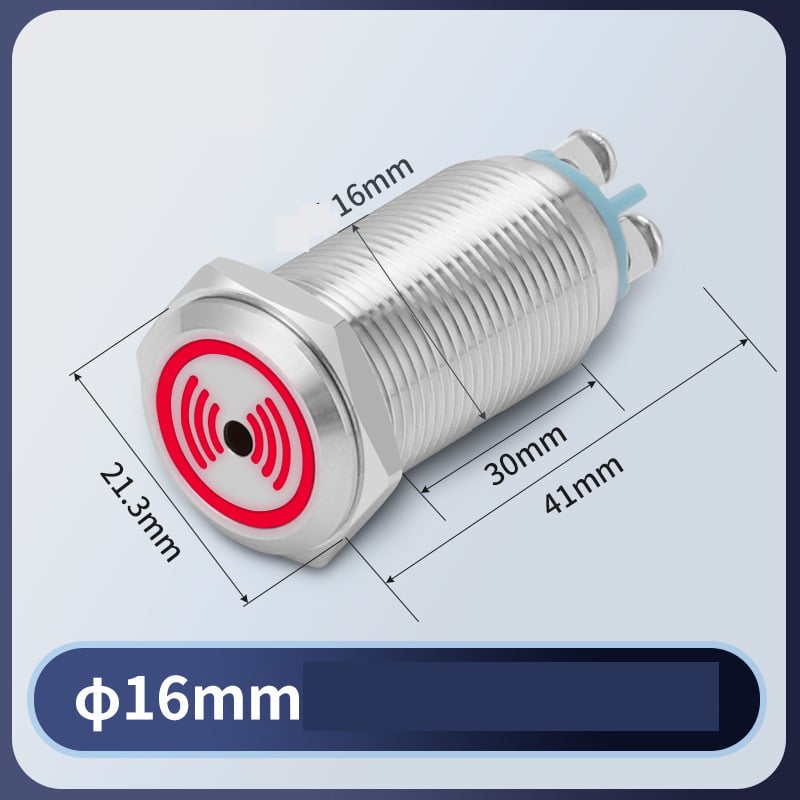 Μεταλλικός βομβητής 24V/12V με διακοπτόμενη/συνεχή λειτουργία 16/19/22 mm, ηχητικός και οπτικός συναγερμός με διακοπτόμενο φως που αναβοσβήνει