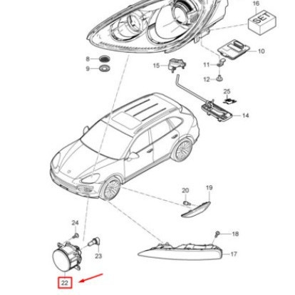 Svjetlo magle za Porsche Cayenne (2007-2010) - Materijal: ABS, Broj dijela 95563116300